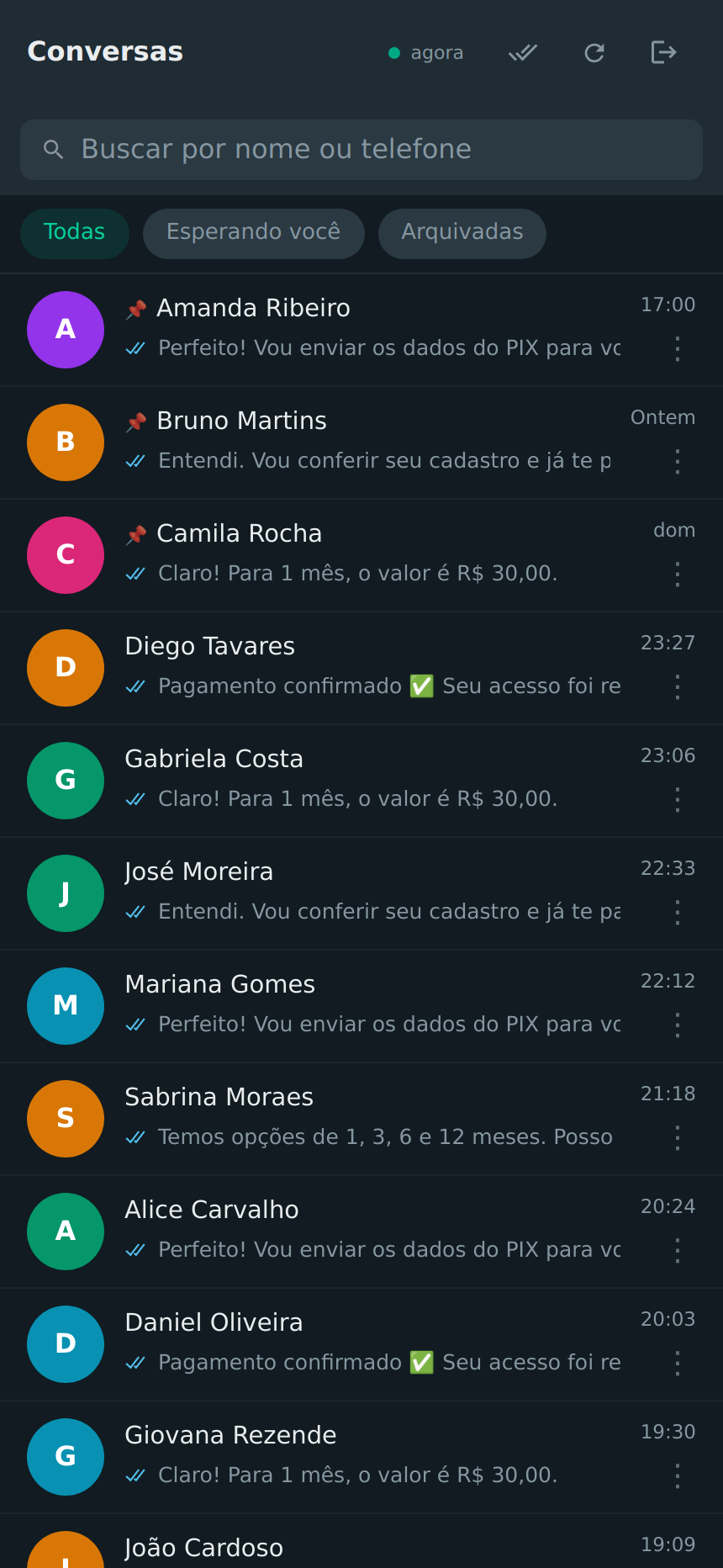 Conversas no celular